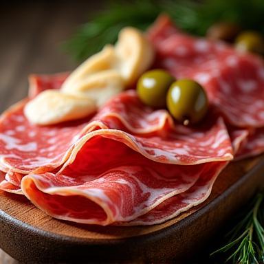 Platter of Italian cured meats.